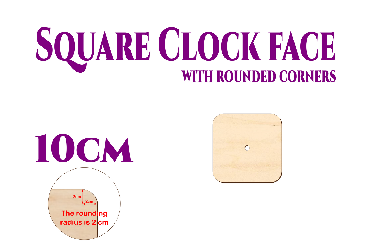 Square Round Corners Clock Face - size from 10cm to 25cm