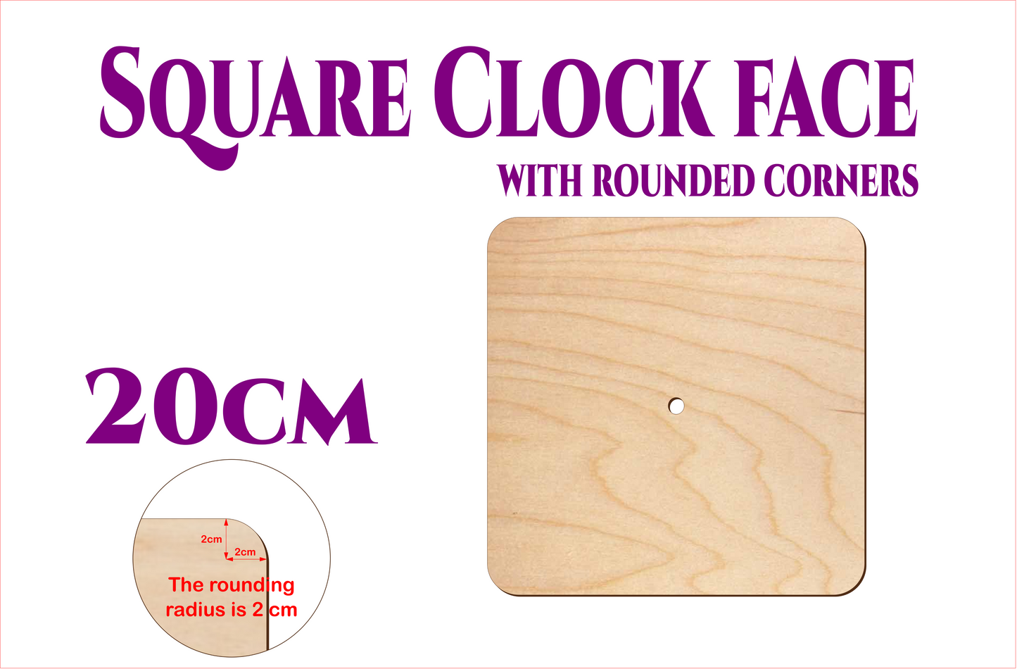 Square Round Corners Clock Face - size from 10cm to 25cm
