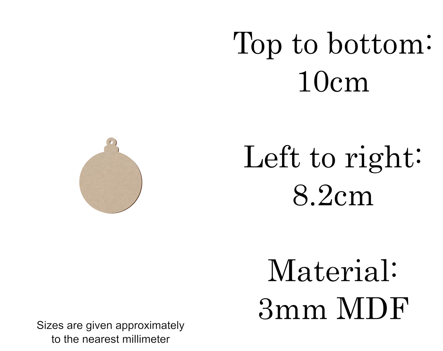 MDF Christmas Baubles Xmas Shape v1 - 2.5cm to 30cm