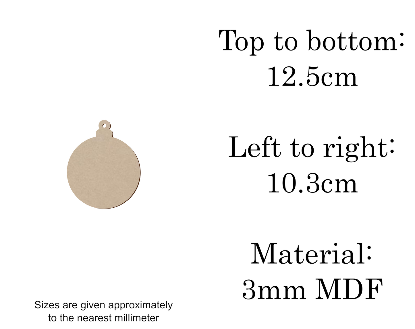 MDF Christmas Baubles Xmas Shape v1 - 2.5cm to 30cm