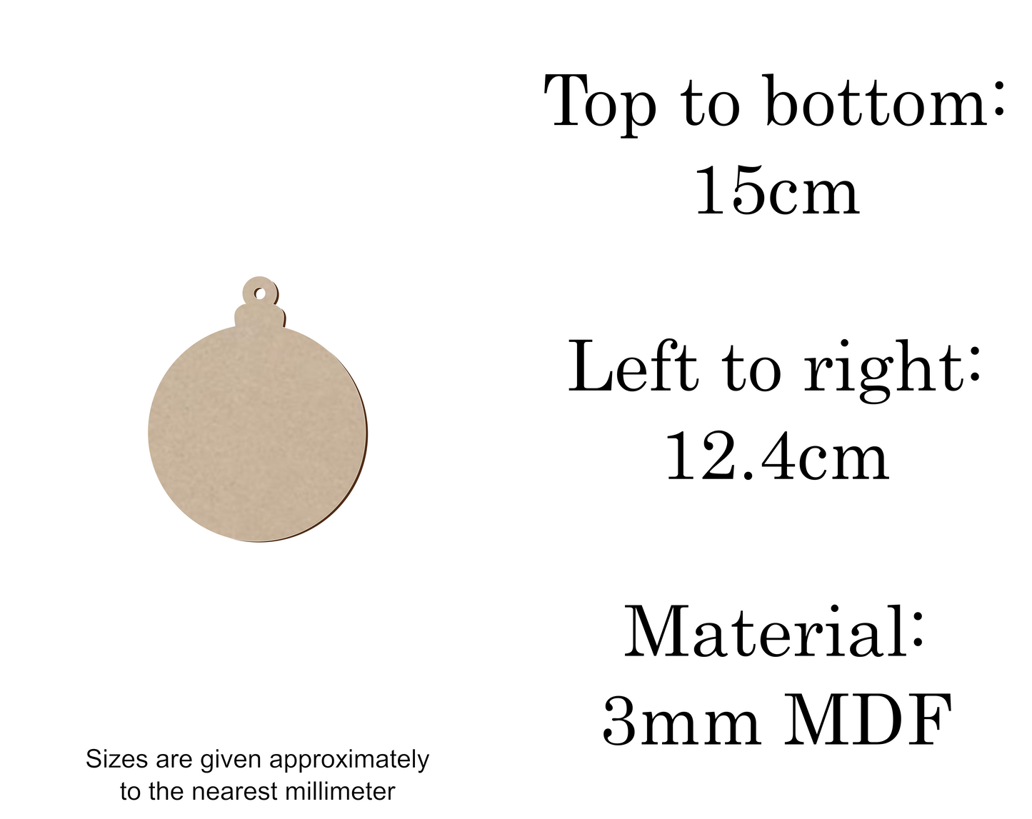 MDF Christmas Baubles Xmas Shape v1 - 2.5cm to 30cm