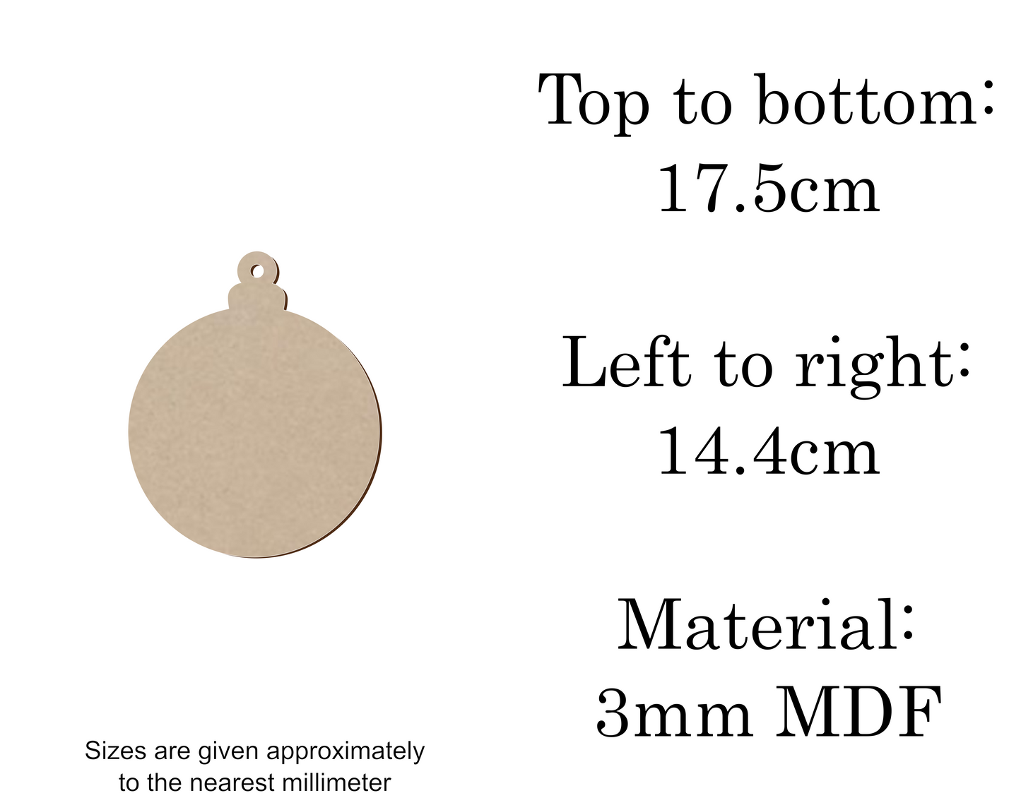 MDF Christmas Baubles Xmas Shape v1 - 2.5cm to 30cm