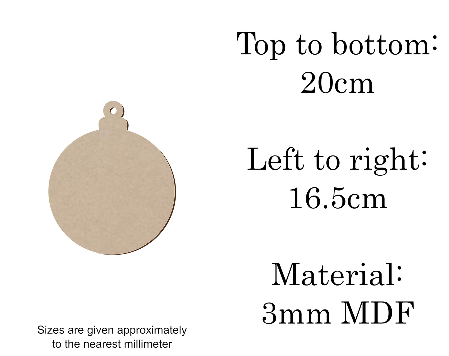 MDF Christmas Baubles Xmas Shape v1 - 2.5cm to 30cm