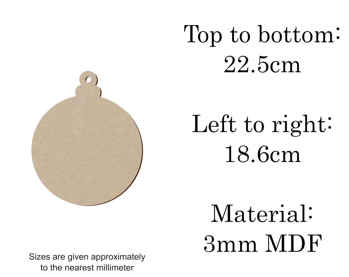 MDF Christmas Baubles Xmas Shape v1 - 2.5cm to 30cm