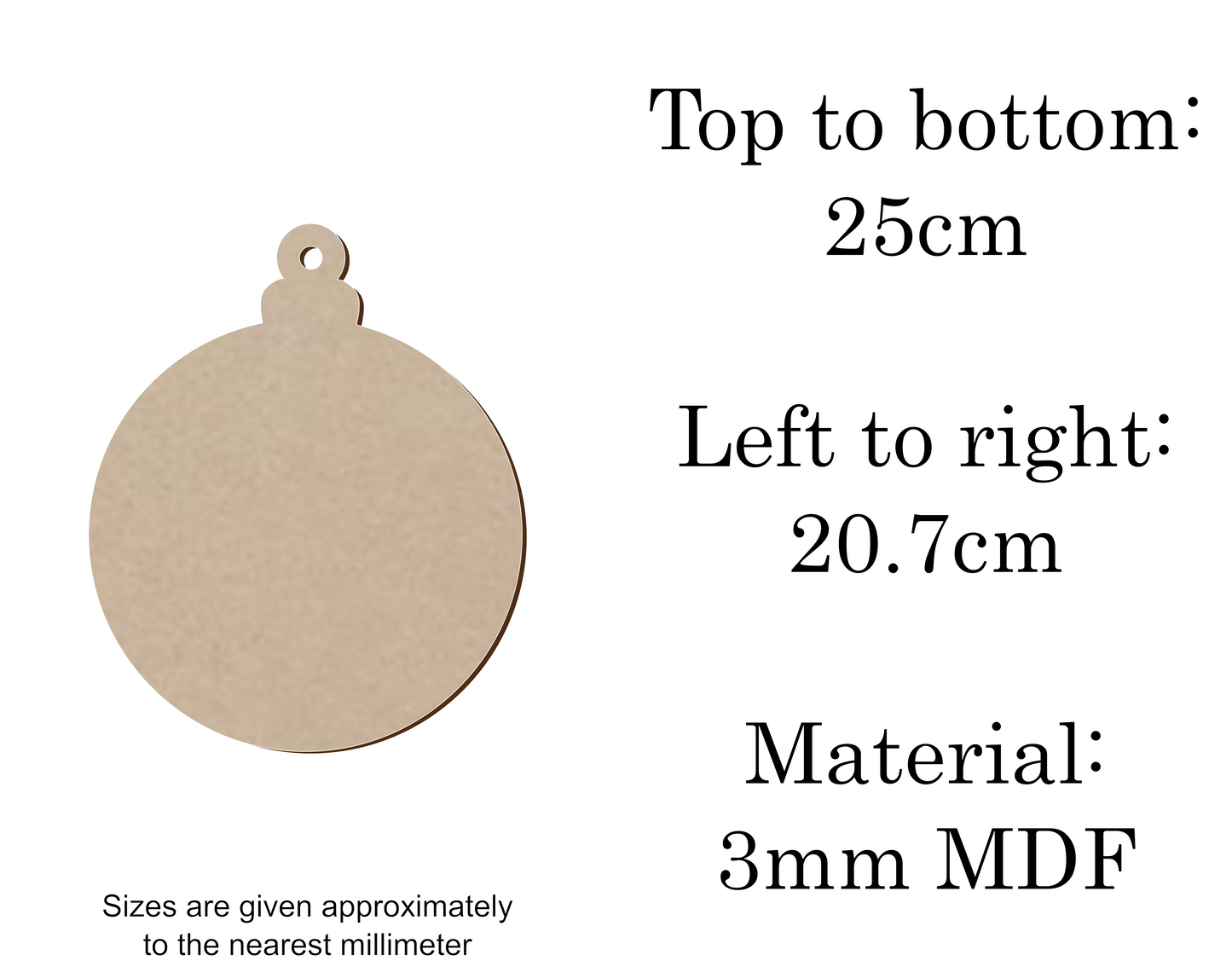 MDF Christmas Baubles Xmas Shape v1 - 2.5cm to 30cm