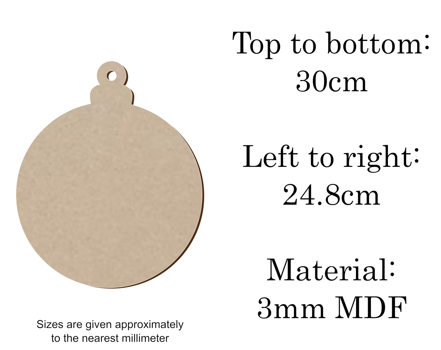 MDF Christmas Baubles Xmas Shape v1 - 2.5cm to 30cm