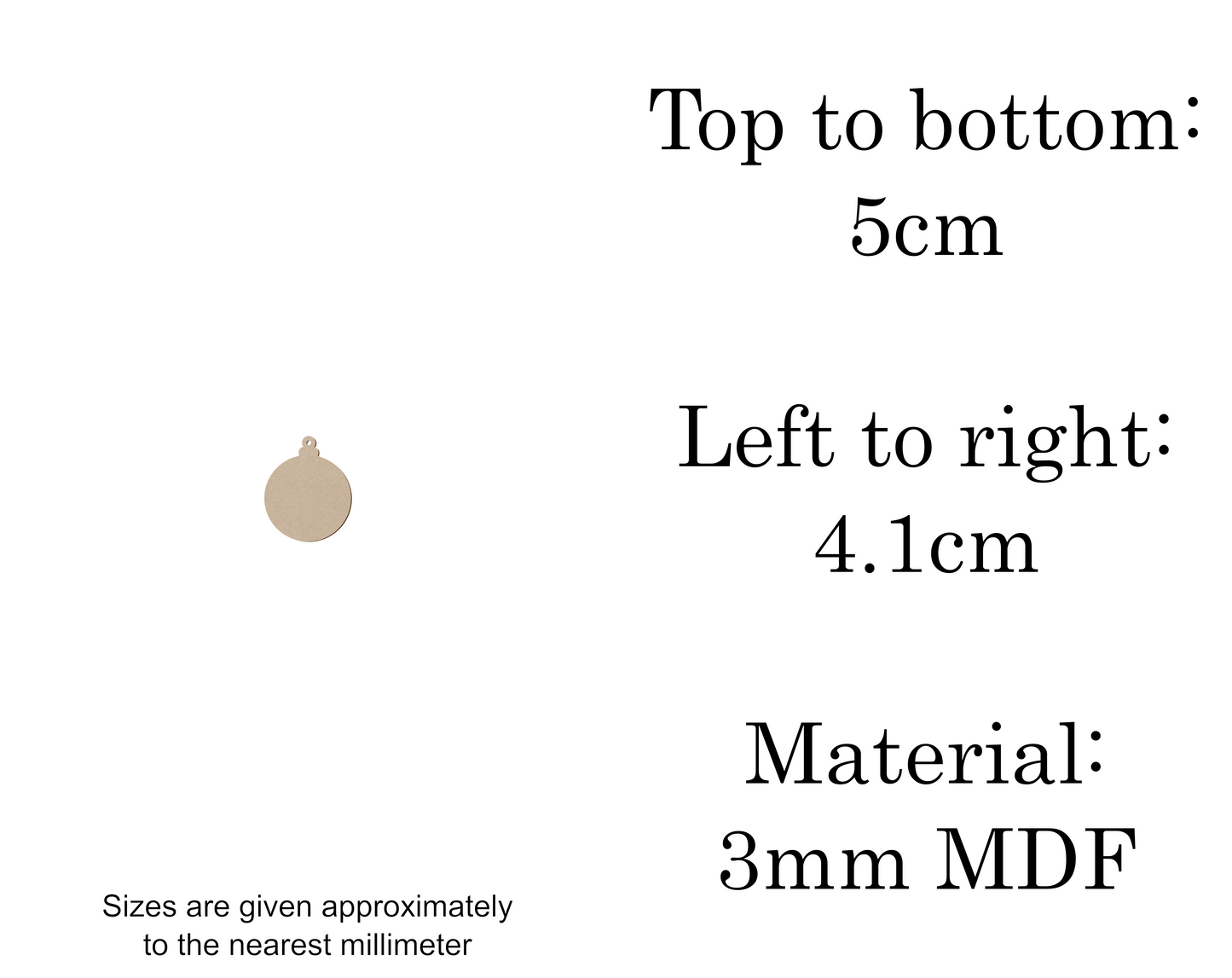 MDF Christmas Baubles Xmas Shape v1 - 2.5cm to 30cm