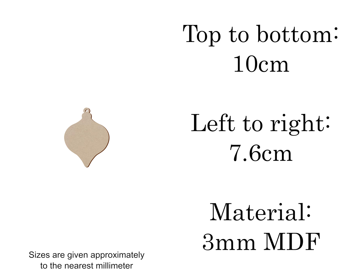 MDF Christmas Baubles Xmas Shape v2 - 2.5cm to 30cm