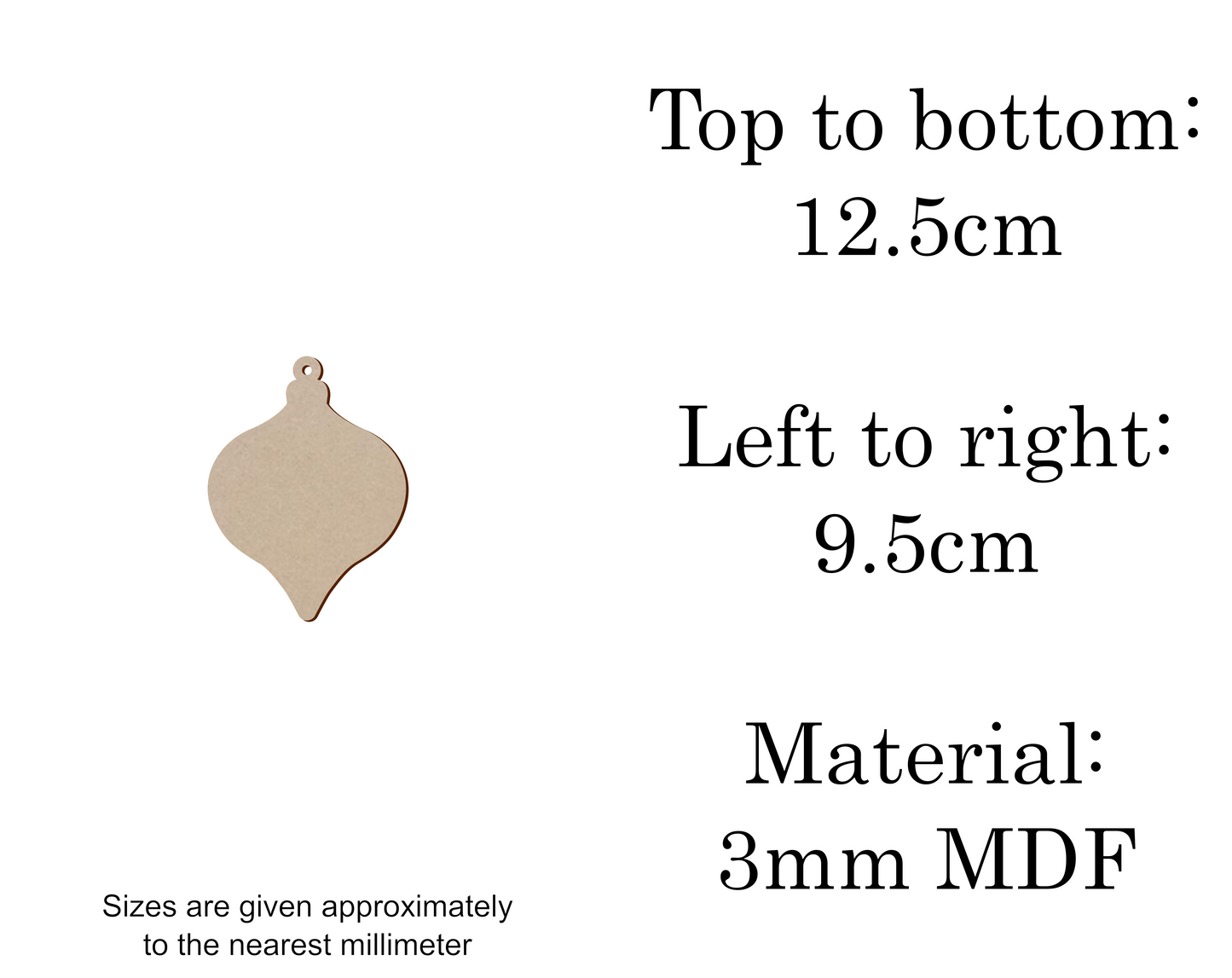 MDF Christmas Baubles Xmas Shape v2 - 2.5cm to 30cm