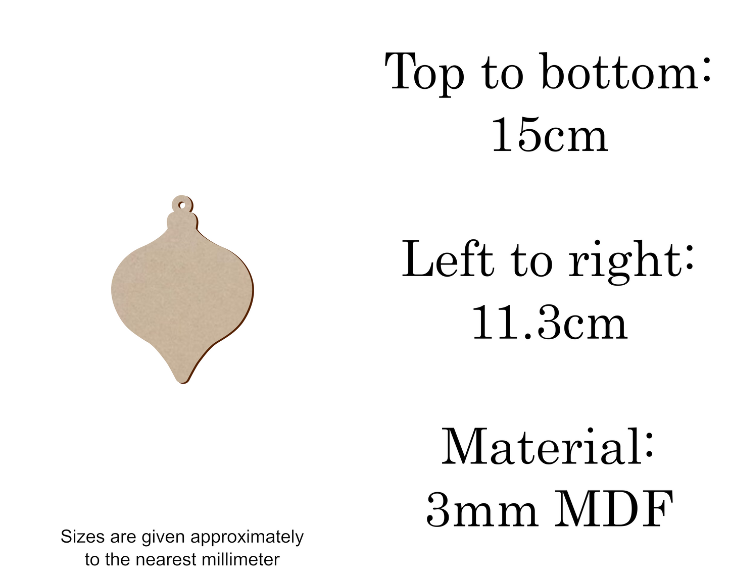 MDF Christmas Baubles Xmas Shape v2 - 2.5cm to 30cm