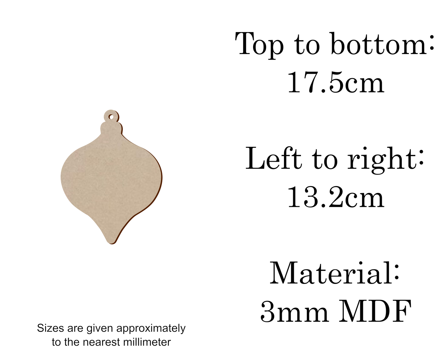 MDF Christmas Baubles Xmas Shape v2 - 2.5cm to 30cm