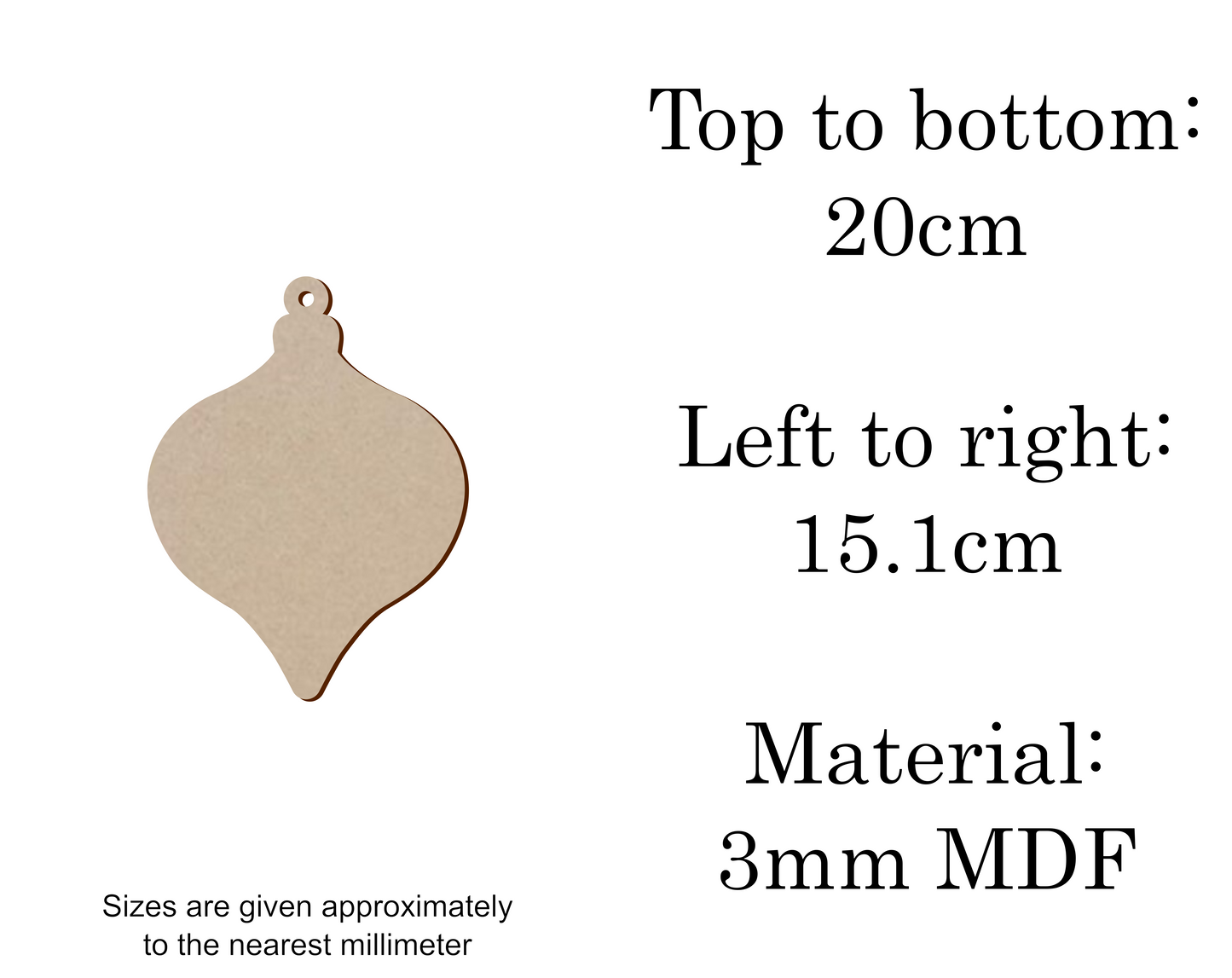 MDF Christmas Baubles Xmas Shape v2 - 2.5cm to 30cm