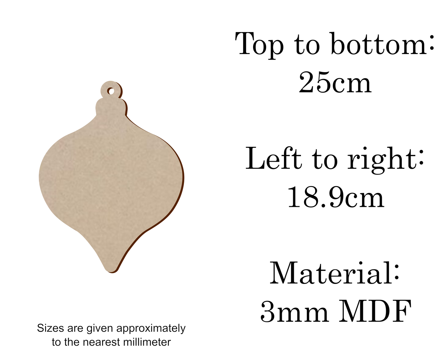 MDF Christmas Baubles Xmas Shape v2 - 2.5cm to 30cm