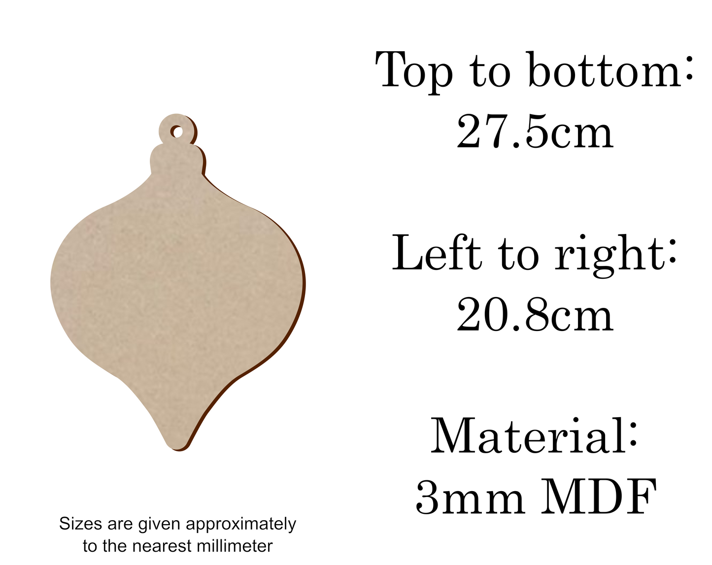 MDF Christmas Baubles Xmas Shape v2 - 2.5cm to 30cm