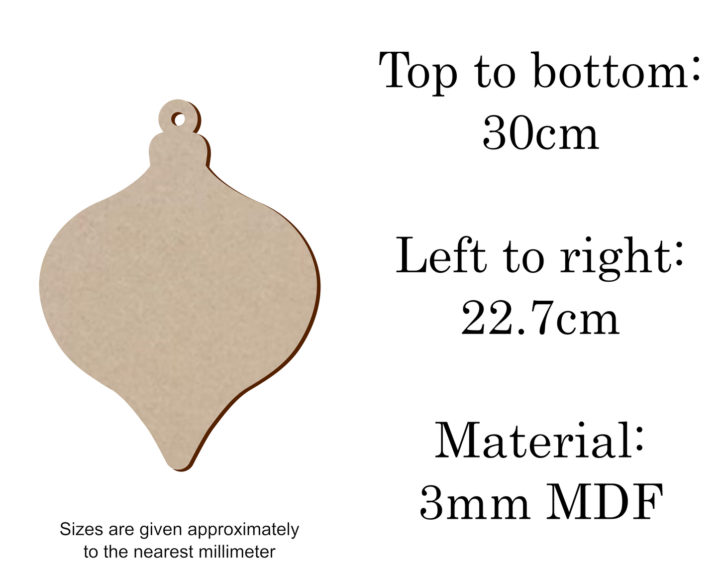 MDF Christmas Baubles Xmas Shape v2 - 2.5cm to 30cm
