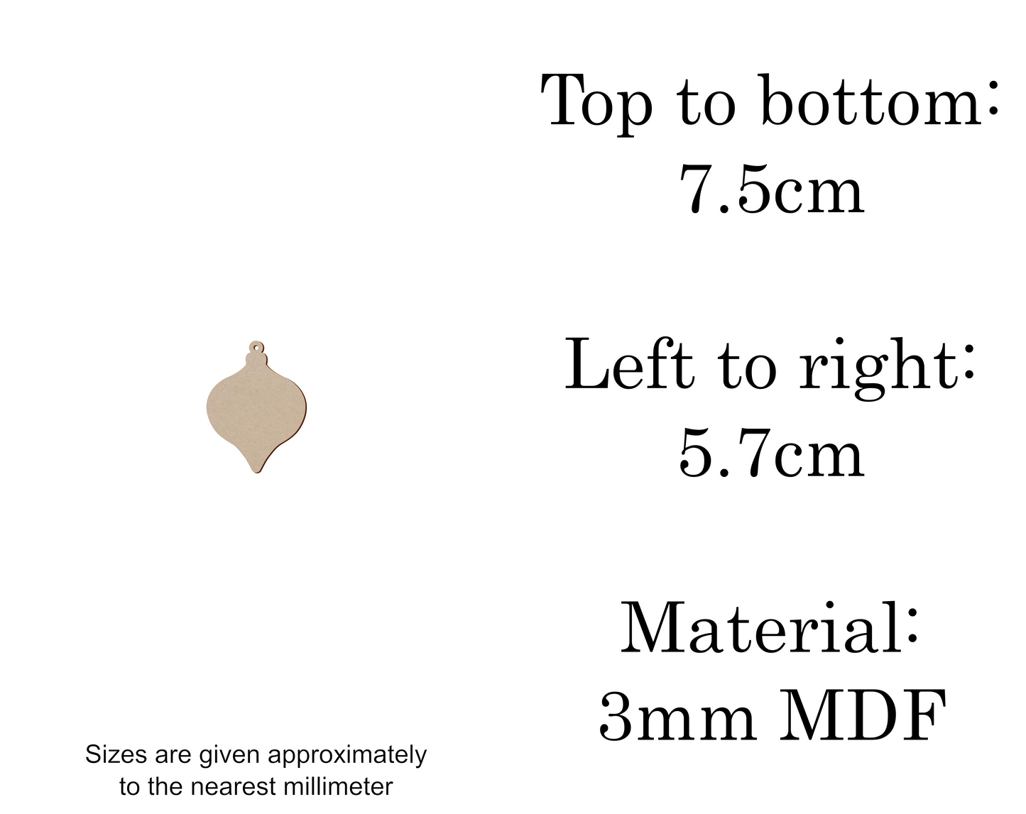 MDF Christmas Baubles Xmas Shape v2 - 2.5cm to 30cm