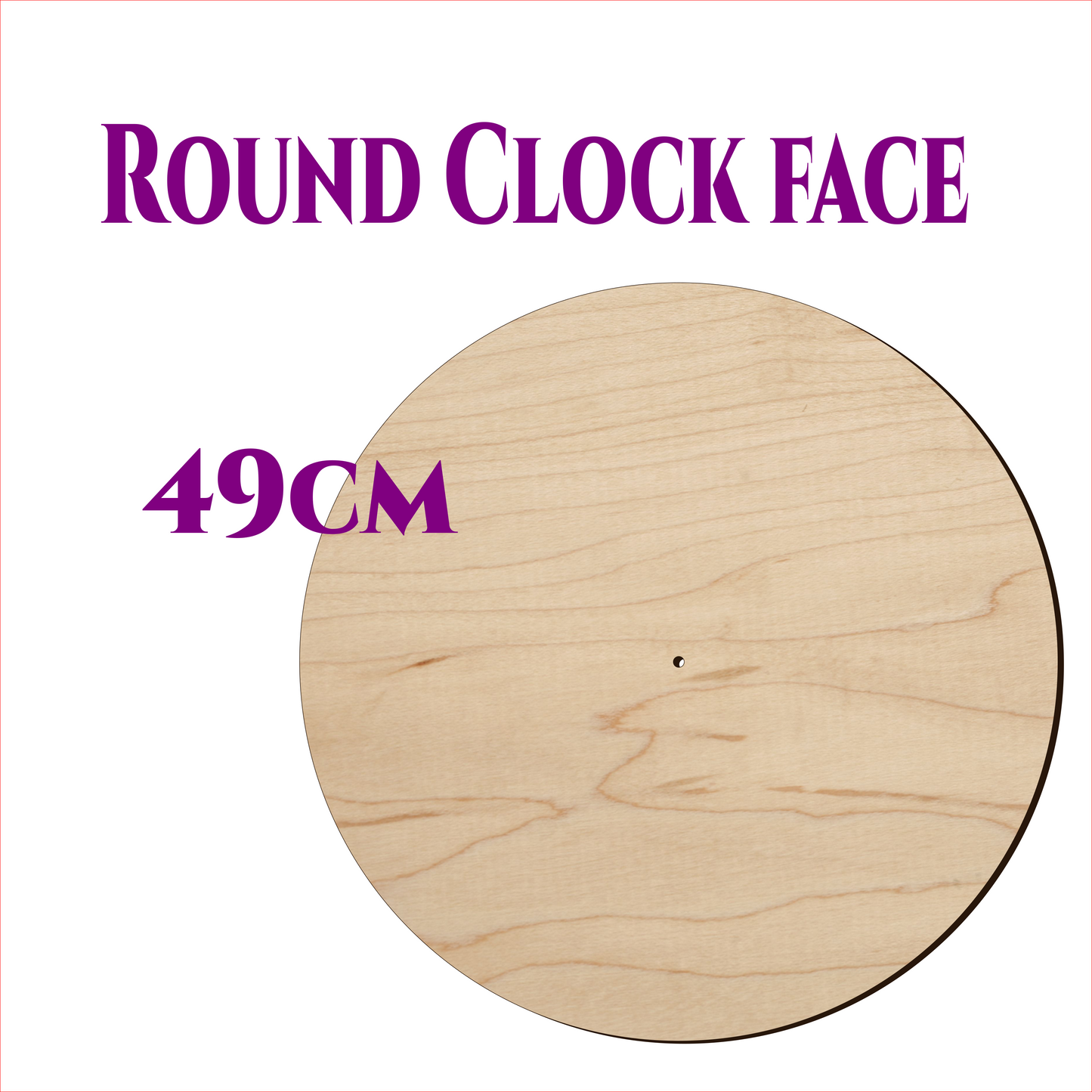 Round wooden clock face 49cm made from 3mm birch plywood with centre hole
