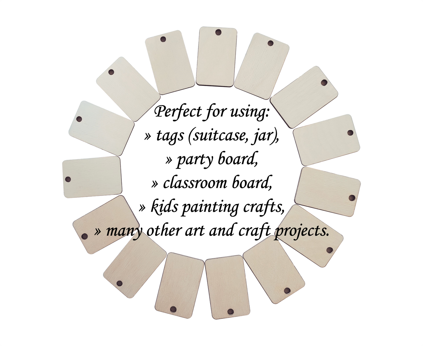 50x Wooden Gift Tag Rectangle Shape