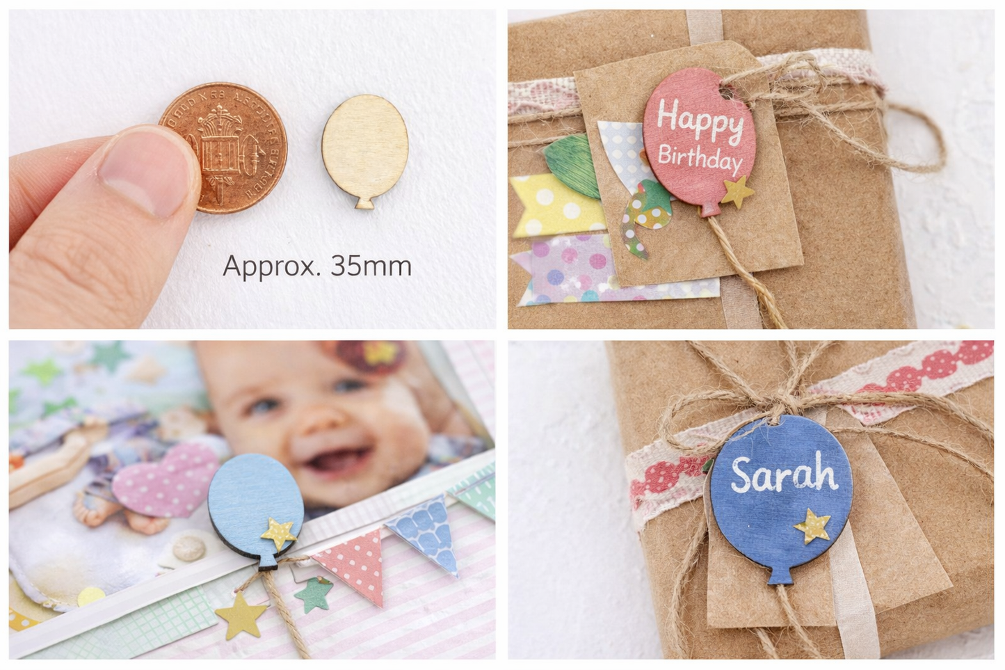 Mini Wooden Balloon Craft Shapes | Birch Plywood Embellishments