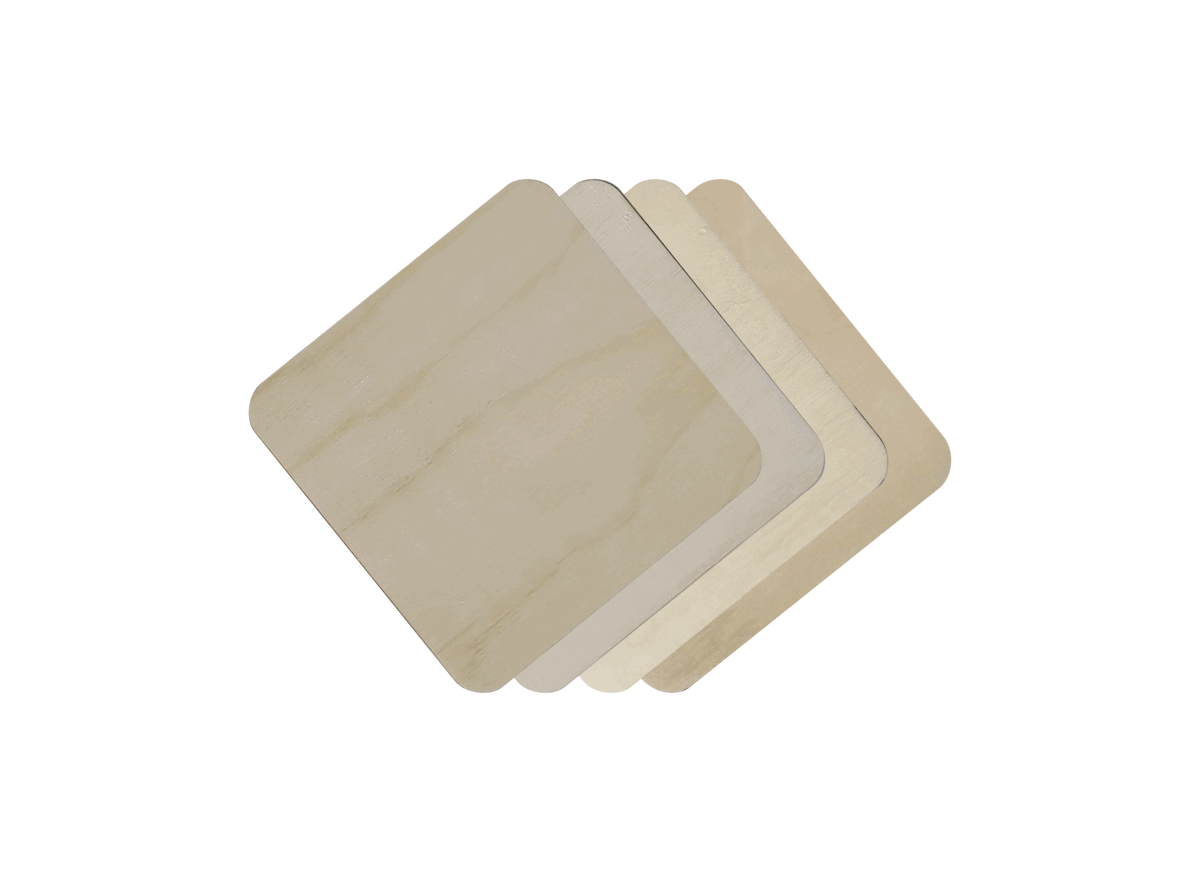 10cm Wooden Unpainted Coaster - Square Round Corner - Set of 4, Craft Art Gift Decoupage