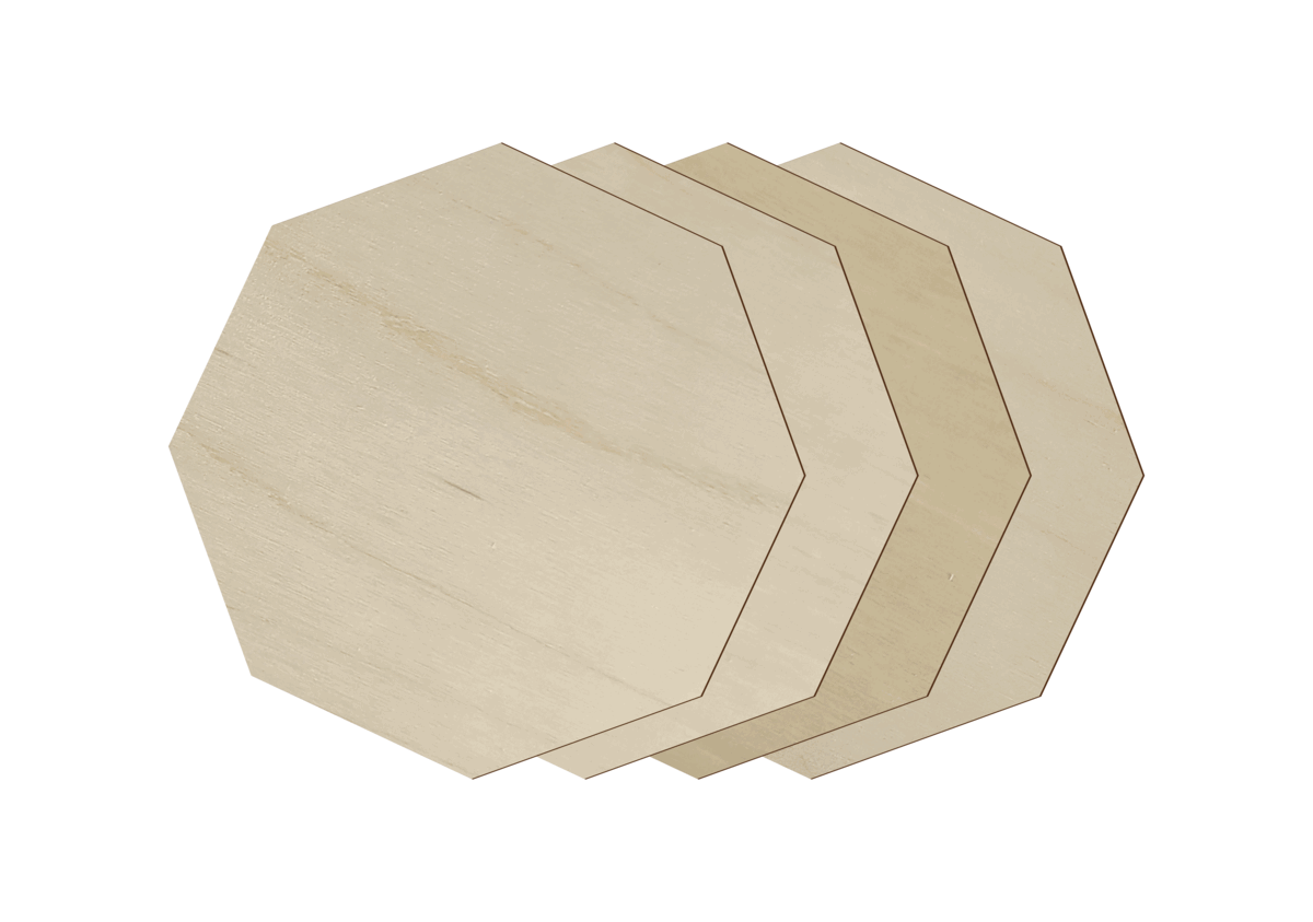 10cm Wooden Unpainted Coaster - Octagon - Set of 4, Craft Art Gift Decoupage