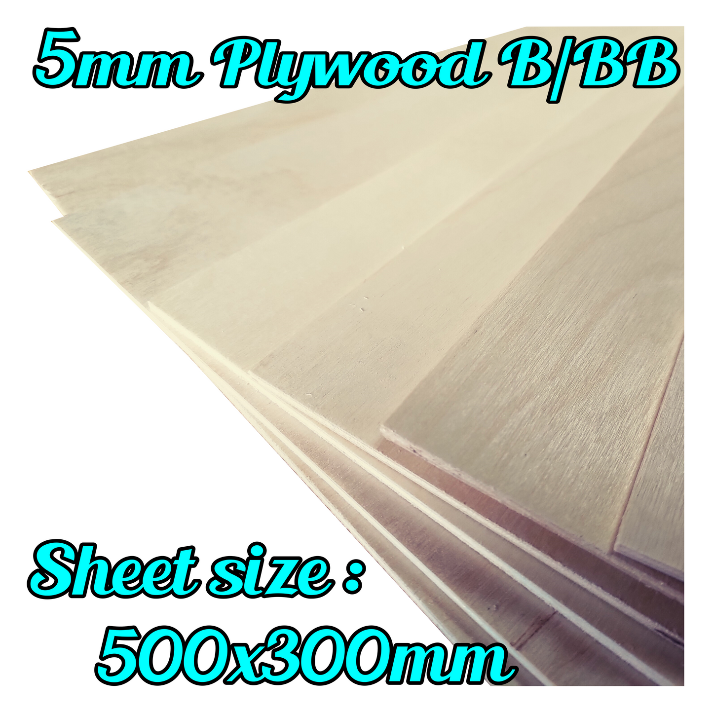 5mm Birch Plywood Laser Safe B/BB Ply sheets 500x300