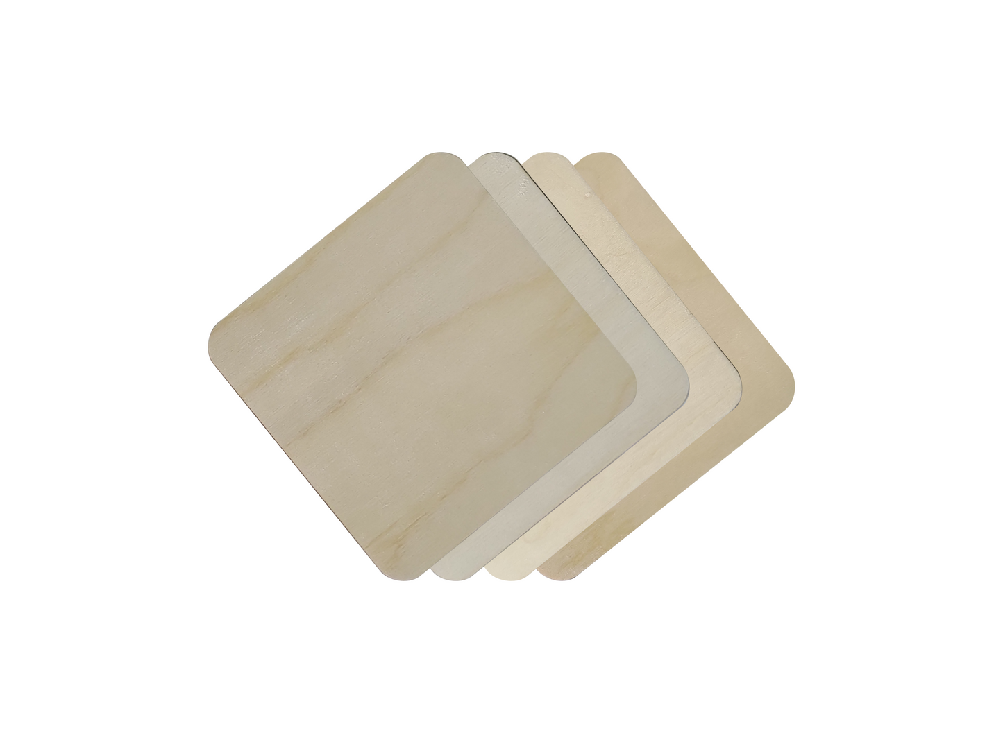 10cm Wooden Unpainted Coaster - Square Round Corner - Set of 4, Craft Art Gift Decoupage
