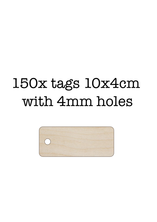 150x tags 10x4cm with 4mm holes
