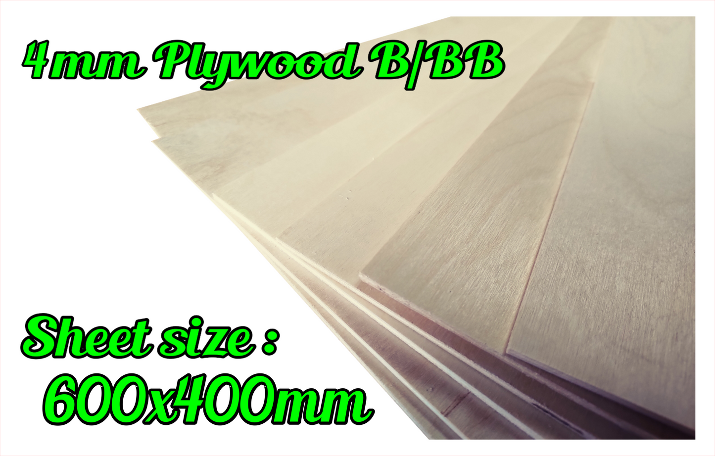 4mm Birch Plywood Laser Safe B/BB Ply sheets 600x400