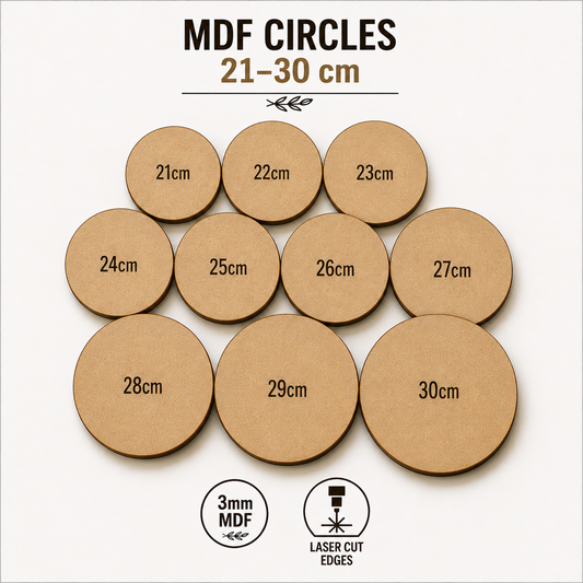 21cm to 30cm Circle Shape - 3mm MDF