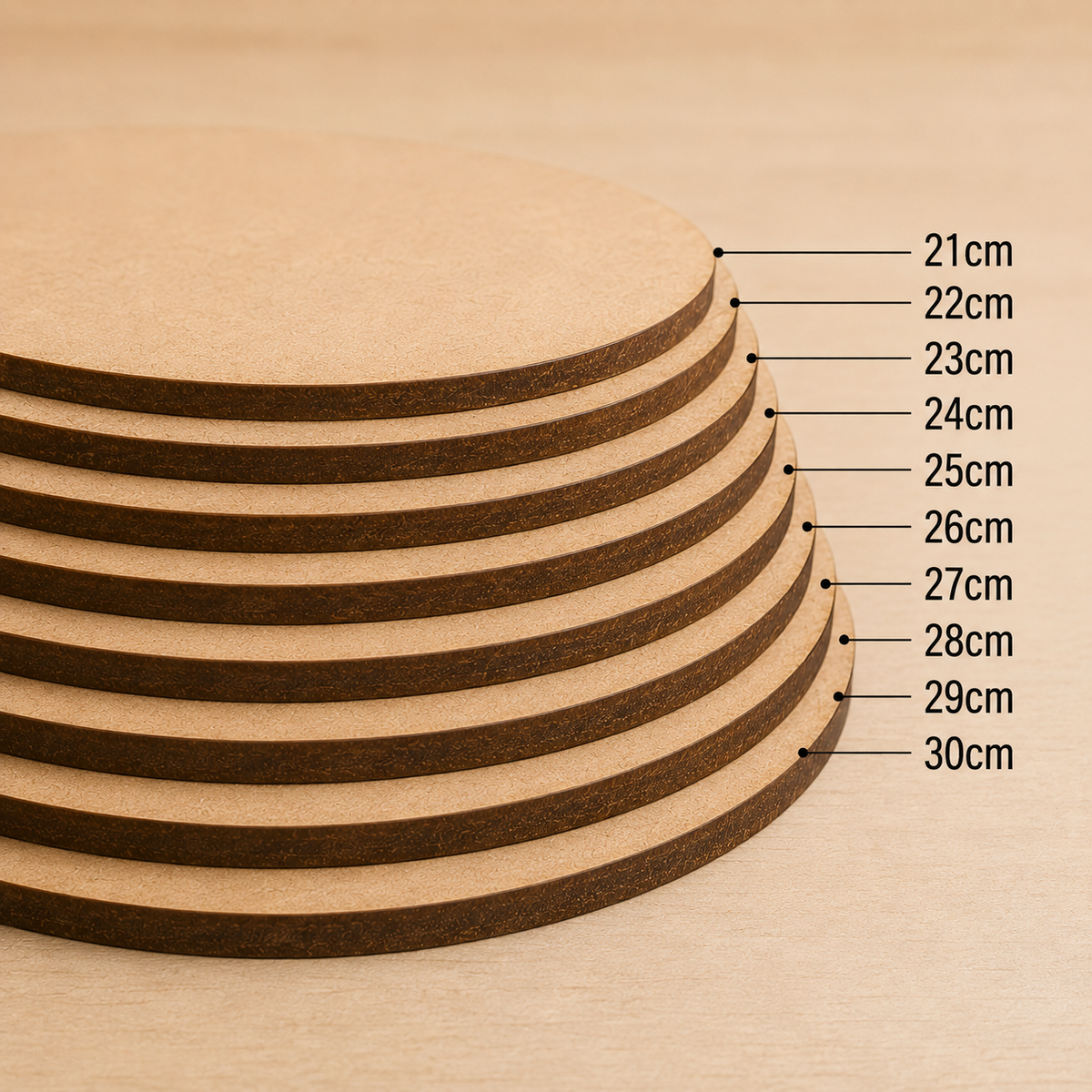 21cm to 30cm Circle Shape - 3mm MDF