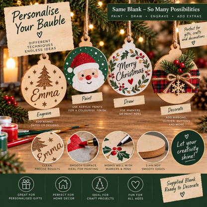 Round MDF Christmas Bauble Blanks – 2.5cm to 30cm