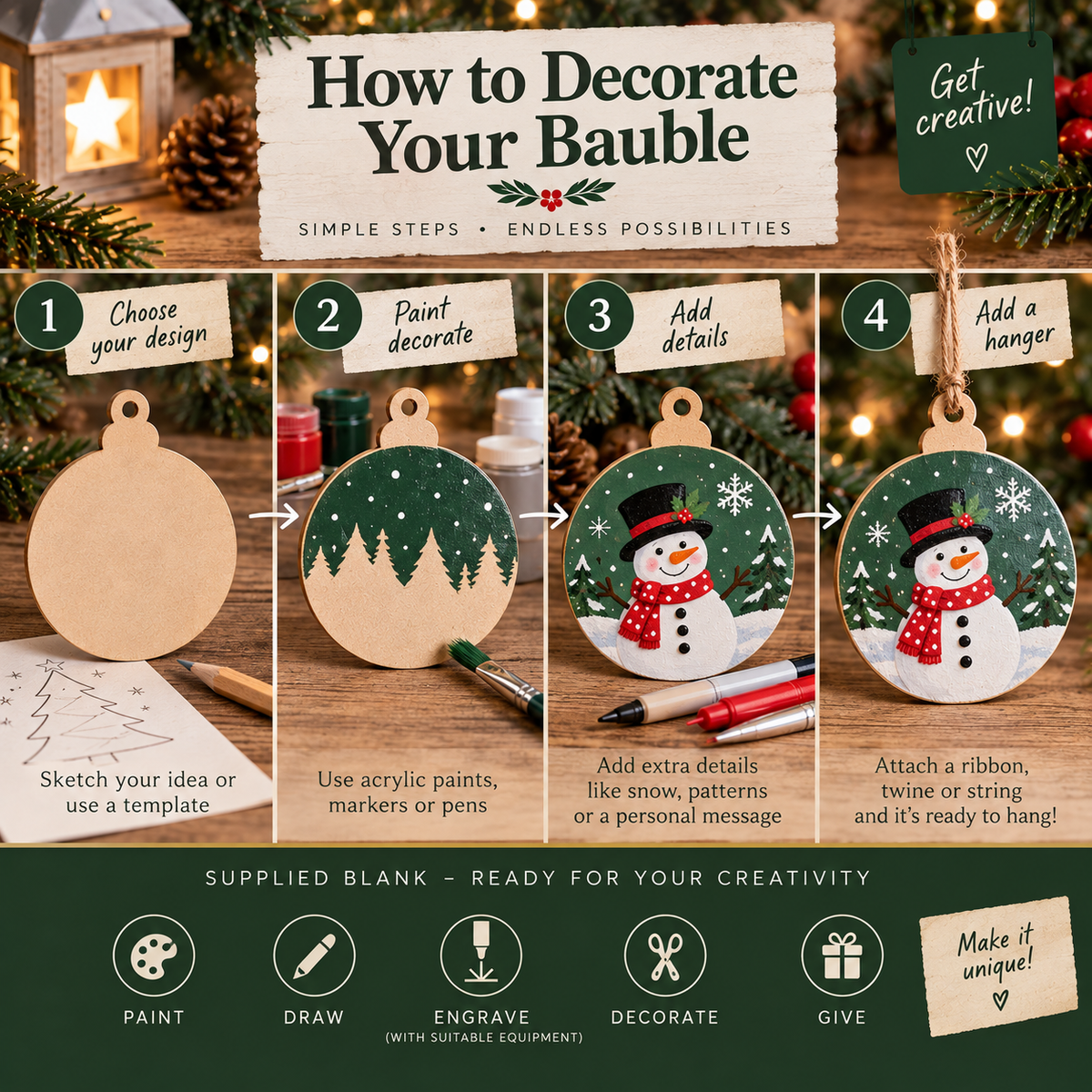 Round MDF Christmas Bauble Blanks – 2.5cm to 30cm