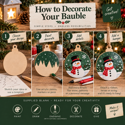Round MDF Christmas Bauble Blanks – 2.5cm to 30cm
