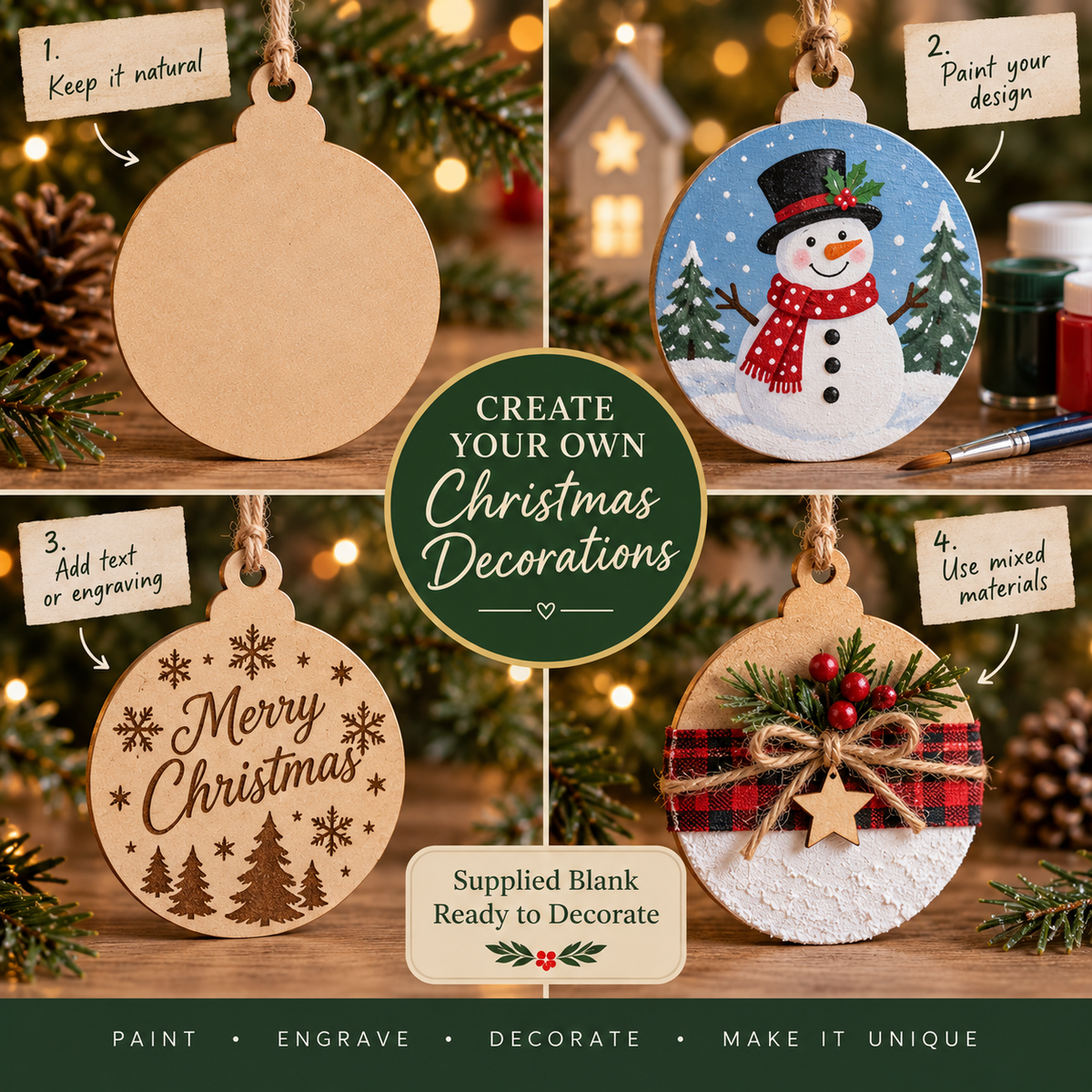 Round MDF Christmas Bauble Blanks – 2.5cm to 30cm