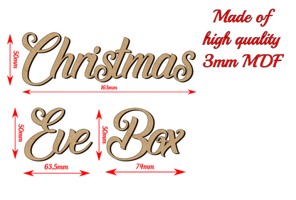 Christmas Eve Box Wooden Word Inscription - 3mm MDF