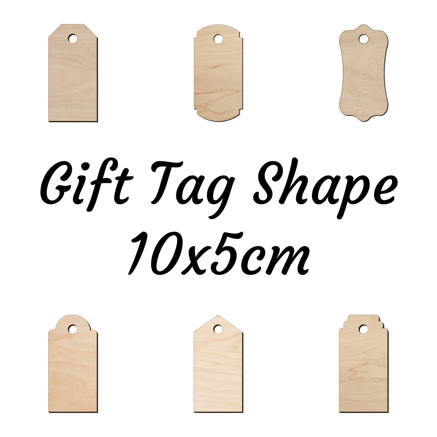 Wooden Gift Tag Shape 10x 5 cm v3