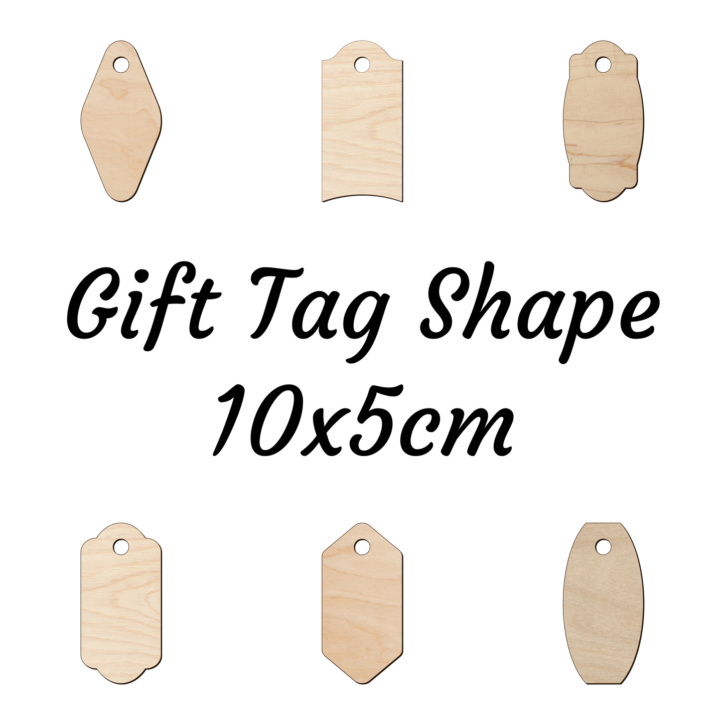 Wooden Gift Tag Shape 10x 5 cm v3