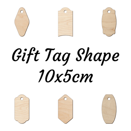 Wooden Gift Tag Shape 10x 5 cm v3