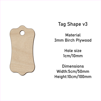 Wooden Gift Tag Shape 10x 5 cm v3