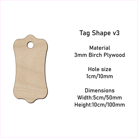 Wooden Gift Tag Shape 10x 5 cm v3