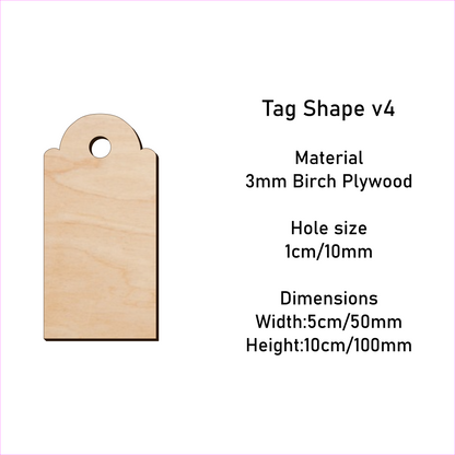 Wooden Gift Tag Shape 10x 5 cm v4