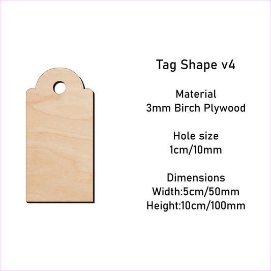 Wooden Gift Tag Shape 10x 5 cm v4