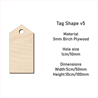 Wooden Gift Tag Shape 10x 5 cm v5