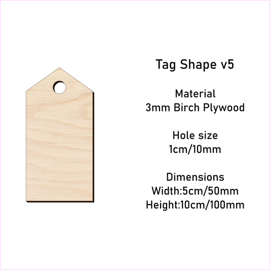 Wooden Gift Tag Shape 10x 5 cm v5