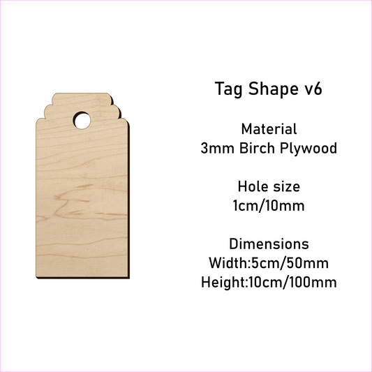 Wooden Gift Tag Shape 10x 5 cm v6