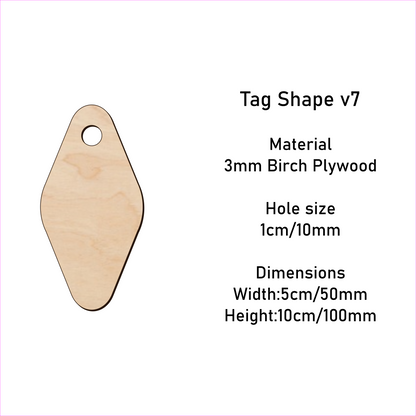Wooden Gift Tag Shape 10x 5 cm v7