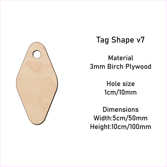 Wooden Gift Tag Shape 10x 5 cm v7