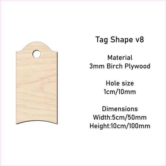 Wooden Gift Tag Shape 10x 5 cm v8