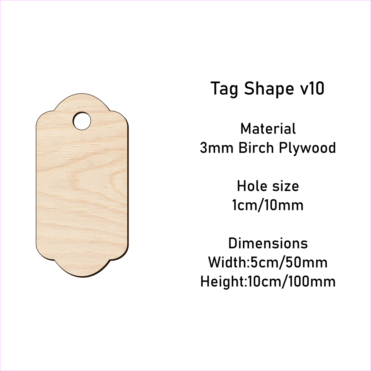 Wooden Gift Tag Shape 10x 5 cm v10